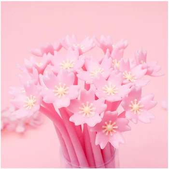 20Pcs/Muito Bonito Sakura Flor Canetas de Gel 0,38 mm de Tinta Preta Macia Cola Kawaii Flor de Cerejeira Neutro Caneta Crianças da Escola de Papelaria Presentes