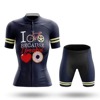 As mulheres do I Ciclo, Porque eu Enlouqueço Amor Donuts Ciclismo Jersey Conjunto de Shorts Terno de Bicicleta Desgaste MTB Downhill de Bike de Estrada de Kits de Roupas