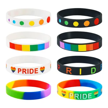 20Pcs Cor do arco-íris Orgulho Amor de Silicone Coração Cabo de Braceletes Pulseira para LGBT Gay Lésbica Unisex Casal de Moda de Presente da Jóia