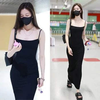 Canção Yanfei com o mesmo preto do super figura de vestido de 2023 verão sexy novo slim saco de hip vestido vestido escorregar