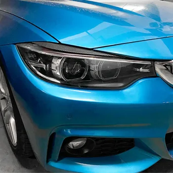 Para o BMW Série 4 F32 F33 F36 2014-2020 Frente do Farol Cobertura Decore Tira a Sobrancelha Tampa Guarnição Adesivo de Fibra de Carbono