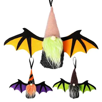 Halloween Gnome Decorações Gnome Bonecos de Pelúcia Pequeno Ornamento de Halloween Horror Morcego Pingente Rosto Gnome Figura suprimentos