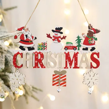 Madeira De Natal Pendurado Pingentes De Natal Enfeites De Árvore De Desenhos Animados Papai Noel Elk Boneco De Neve 2023 Feliz Decoração De Natal Feliz Ano Novo