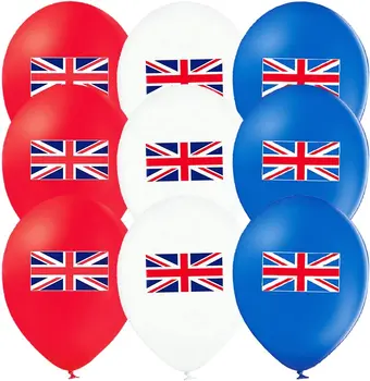 Bandeira britânica Balões, 2022 Jubileu de Festa Decoração de Balões, Vermelho Branco Azul Balões de Látex com Bandeira Padrões, Fácil de Usar