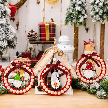 Natal Pingente de Natal Clássico Elementos Festiva Enfeites de Árvore de Natal Requintado de Madeira Bead Gnome Hollow para o Lar
