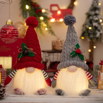 Novas Decorações de Natal High-end de Natal com Luzes Anão Chapéu de Malha Iluminado Rudolf Boneca Ornamentos