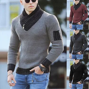 Novo Outono Inverno Homens Casual Vintage Camisola De Malha De Lã De Gola Alta Oversize 2023 Coreano Homens De Algodão Quente 