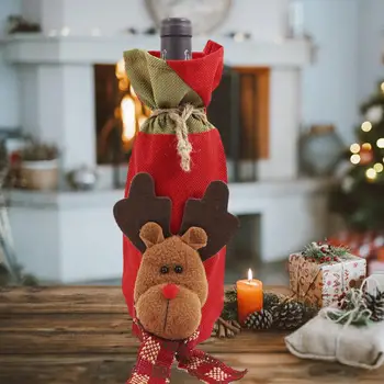 Elk Garrafa de Vinho com Tampa Festiva Papai Noel Garrafa de Vinho Cobre para a Festa de Natal Decorações Durável Feliz de Férias para a Casa
