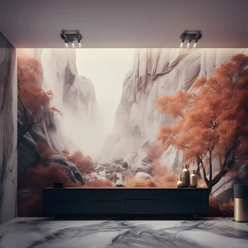 Chinês Outono, Floresta, Árvore de Bordo Montanha Pintura a Óleo para a Sala de TV pano de Fundo Mural de Papel 3D papel de Parede Personalizado de Qualquer Tamanho