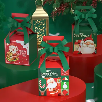 5Pcs Navidad 2023 Véspera de Natal Caixa de Maçã do amor Dragee Embalagem de Presente de Papai Noel as Crianças de Férias Feliz Novo Ano de 2024, Favores do Partido