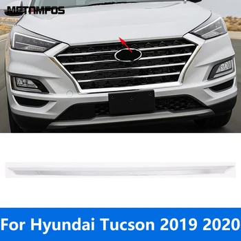 Para Hyundai Tucson 2019 2020 Chrome Frontal Capô Do Motor Tampa Tampa De Guarnição Superior Da Grelha De Churrasqueira Tira De Adesivo De Acessórios, Estilo Carro