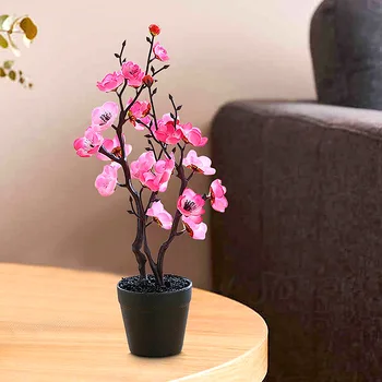 Artificial Flor de Ameixa Bonsai Non-fading Vitalidade Eco-friendly Criar Ameixa Falso Bonsai Suprimentos de Toque Real a Decoração Home