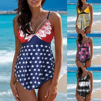 Verão Swimwear Saia Swimwear Dois Maiôs Moda Praia Maiô Impresso Peças Vintage Monokini Feminino, Além De Mulheres De Verão Tamanho