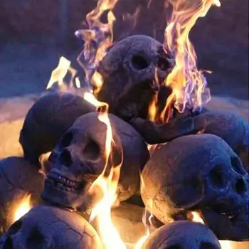 Fade resistentes Crânio Ornamento Realista à prova de Fogo de Halloween Crânio Decorações para Fogueiras Lareiras Firepits Resina para Festas