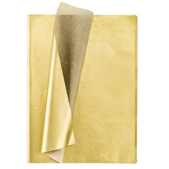 Ouro lenço de Papel 100 Folhas Metálicas, Papel de Embrulho para Festa de Aniversário, Aniversário, Dia dos Namorados Decoração