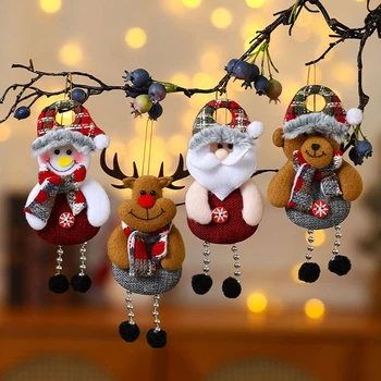 Papai Noel Enfeites de Natal de Pelúcia Boneca de Renas, Boneco de neve, Árvore de Natal Pingente Pendurado Decoração para a Casa, Decoração de Natal