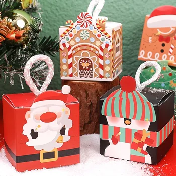 Feliz Natal de Presente de Papel, Caixas de bombons de Chocolate Cookie Embalagem Saco Festa de Natal, Decorações de Ano Novo Tratar Saco para Crianças