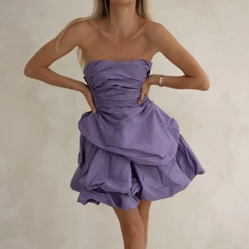 Simples Mini vestido de festa Plissado Acima do Joelho Comprimento Vestido De Curto Curto Muito Camadas de Vestido de Baile para Meninas Personalizada
