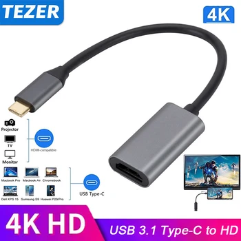USBC3.1 Tipo C-HDMI-Cabo compatível com 4K USB Tipo C para TV HD Adaptador de vídeo Conversor para MacBook Chromebook Samsung S8 S9