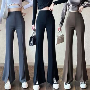 Cintura alta Trecho Casual Calças para as Mulheres coreano Versão Versátil do Emagrecimento do Terno de Calça de Moda Streetwear Office Feminino Calças