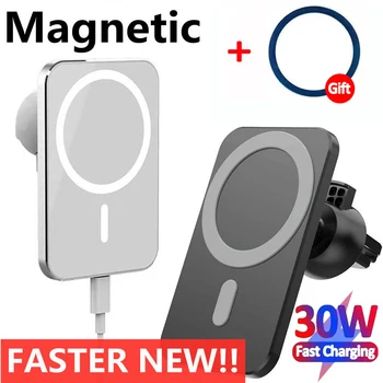 30W Magnético sem Fio Carregadores do Carro do Ar de Ventilação de Suporte de Telefone de Suporte Mini Rápido Estação de Carregamento Para iPhone 12 13 14 Pro Max macsafe