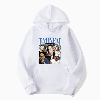 Masculino Casual Pulôver Exterior Calor Camisola de Lã Homens Trajes de Eminem Impressão Gráfica de Desgaste de Alta Rua Retro 90 Capuz Y2k Tops
