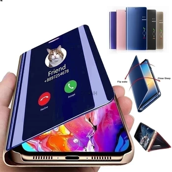 Smart Mirror Flip Case Para Samsung Galaxy A03S A21s A20s A22 A82 A32 A52 A71 A72 A52 4G 5G A42 S21 FE A31 A41 Nota 10 20 Tampa