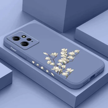 White Orchid Caso De Telefone Xiaomi Redmi Nota 12 12 11 11 10 10T 10 9 9 8 7 Pro Plus 4G 5G Silicone Líquido Tampa