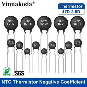 10Pcs NTC Termistor de Coeficiente de Temperatura Negativa De 2,5 D 5D 8D 10D 16D 20D 33D 47D 7 9 11 13 15 20 25 3D-15