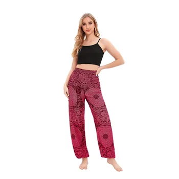 H023 Tailândia Casual Calças de Yoga Bloomers Yoga Desgaste das Mulheres Casual Calças Rosa de Impressão Bloomers