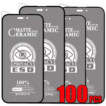 100pcs ESD Privacidade Cerâmica Anti Spy Privado Filme Protetor de Tela Para o iPhone 15 Pro Max 14 13 Mini 12 11 XR XS X 8 7 SE