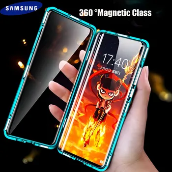 360 Proteger Magnético Case para Samsung Galaxy S22 S23 Ultra S20 S21 FE S9 S10 Nota 8 9 10 20 Lite Plus A72 Lados Vidro Tampa Traseira