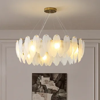 Nordic de Luxo LED Lustres para Sala de estar de Óculos Pena de Jantar, Lustres abajur Quarto Luminárias