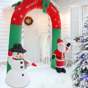 2.4 M de Natal Inflável Arco do DIODO emissor de Luz Loja de Departamento de Arcada com o Papai Noel&Boneco de neve para o Partido Encontros