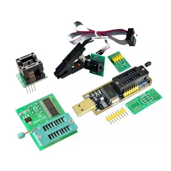 CH341 24 25 Série EEPROM Flash de BIOS Programador USB Módulo + SOIC8 SOP8 Teste Clip + 1,8 V adaptador + SOIC8 placa DIY KIT