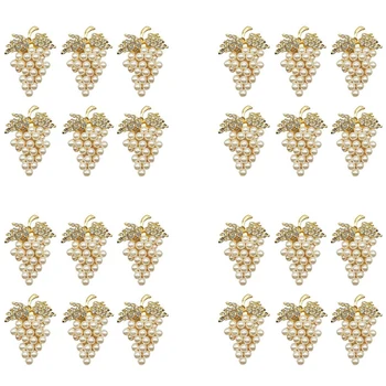 Uvas Anéis De Guardanapo Conjunto De 24, Com Brilhante Imitação De Diamante E Pérolas Embutimento Da Liga Anel De Guardanapo Titular