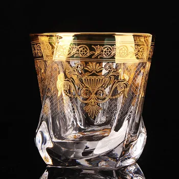 Palácio de estilo de vidro de cristal com linha ouro caneca de cerveja em casa xícara de chá de suco de grande uísque estrangeiro copo de vinho