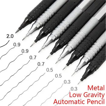Metal Mecânica Lápis Criativas de Papelaria 0.3/0.5/0.7/0.9/2.0 mm Móveis de Lápis de Baixa Gravidade Ferramenta de Desenho de Esboço Quadrinhos Design