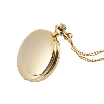 Elegante e Suave de Quartzo Relógio de Bolso Clássico Grandes de Duas caras Ouro Moda Relógio de Bolso Estilo de Corte Relógio de Bolso Часы