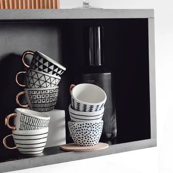 Cerâmica xícara de café desenhado à mão, Mini copo de café de acessórios de cozinha do agregado familiar aparelhos de escritório mesa pequena irregular xícara de café