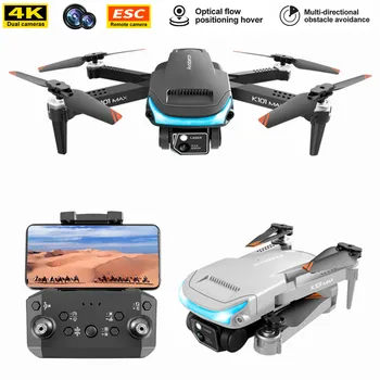 2022 Novo K101 Max Mini Drones 4K Dual Câmera HD Fluxo Óptico de 3 lados para Evitar Obstáculos Localização RC Quadcopter Brinquedos Presentes