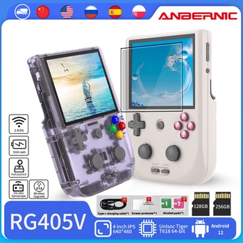 ANBERNIC RG405V Consola de jogos Portátil Android 12 Unisoc Tigre T618 4 Polegadas IPS Tela de Toque de Jogo de Vídeo, Leitor de Apoio Atualização OTA