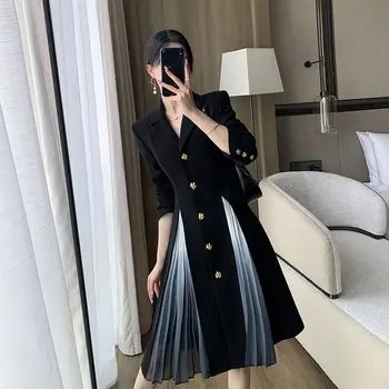 Mulheres de Primavera do Outono Terno Vestido de 2023 Nova coreano Edição Royal Irmã Estilo de Moda Retro Temperamento Slim meio Comprimento de Saia