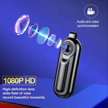 Mini Câmera de vídeo 128 g de HD 1080P de Uma chave de Gravação Bodycam de Áudio Mini Gravador de Vídeo de Redução de Ruído Portáteis, Câmera Mini DV DVR