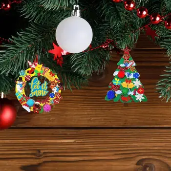 Natal de Projetos de Diy Festiva de Costura Divertido 24pcs de Natal de Feltro Artesanato Diy Kit Detalhada de Árvore de Natal do Boneco de neve do Homem de Gengibre Artesanato