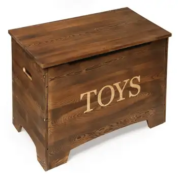 Rústicos de Madeira maciça Caixa de Brinquedos 3.3 pés cúbicos. Capacidade De Caramelo E Marrom