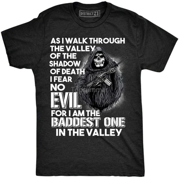 Como Eu Ande Pelo Vale Da Sombra Da Morte Não Temeria Mal Algum Camiseta De Caveira Grim Reaper Veterano