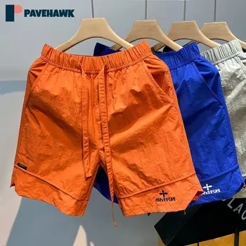 2023 Shorts Homens Verão Japonês Cintura Elástica Impermeável Secagem Rápida Solta Grande Bolso Exterior Calça Casual Homem De Calças Curtas