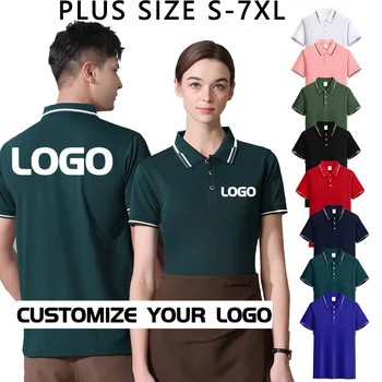 Logotipo grátis Plus Size S-7xl Respirável Estilo Unissex Polo Camisas de Algodão Superior Polo T-Shirt da Equipa Individuais Imagens Personalizadas Texto