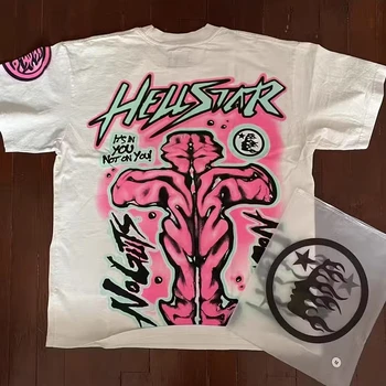 23SS Streetwear Hellstar no Guts no Glory T-Shirt Homens Mulheres Melhor Qualidade de Impressão cor-de-Rosa Tee T-shirt
